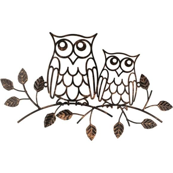 Metal Owl Decor Metal Owl Wall Art Decor for Home Living Room Bedroom - Picture 1 of 8